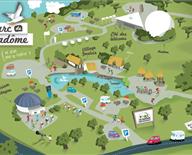 Plan du site du Parc du Radôme : cité des télécoms, planétarium, village gaulois