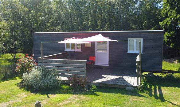 La roulotte vue par drône en juin 2022 - Stereden, Village de Chalets